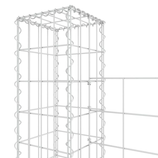 vidaXL U-shape Gabion Basket with 3 Posts Iron 102.4"x7.9"x59.1" - Image 5