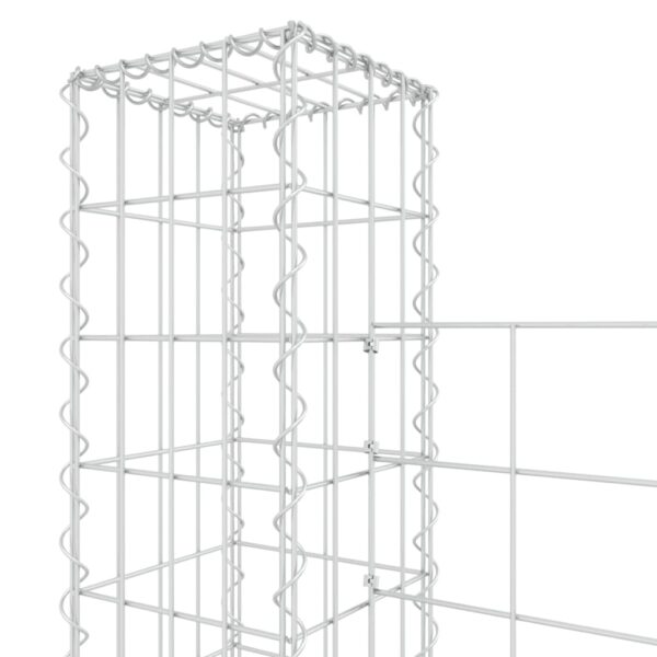 vidaXL U-shape Gabion Basket with 4 Posts Iron 149.6"x7.9"x59.1" - Image 5