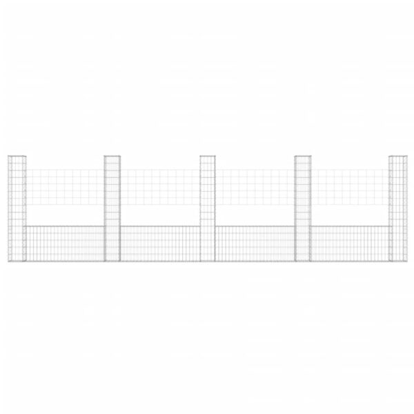 vidaXL U-shape Gabion Basket with 5 Posts Iron 196.9"x7.9"x59.1" - Image 3