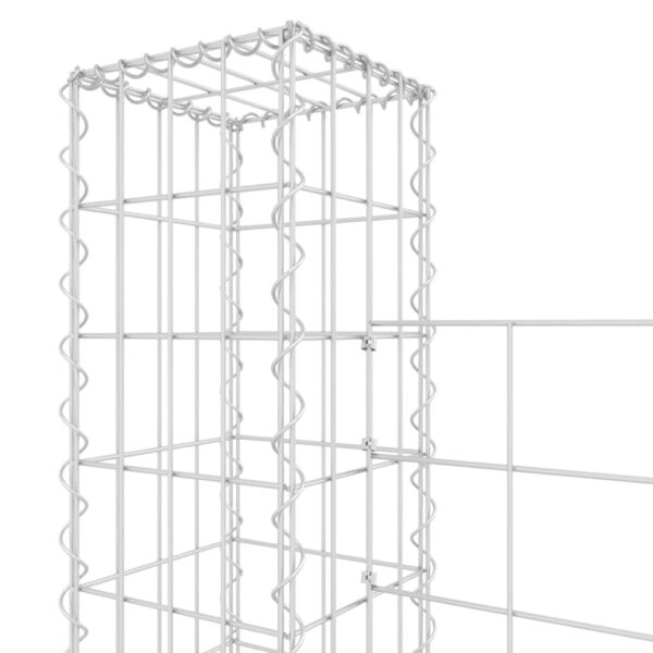 vidaXL U-shape Gabion Basket with 5 Posts Iron 196.9"x7.9"x59.1" - Image 5