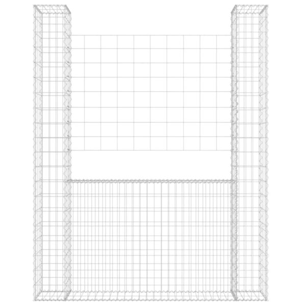 vidaXL U-shape Gabion Basket with 2 Posts Iron 55.1"x7.9"x78.7" - Image 3