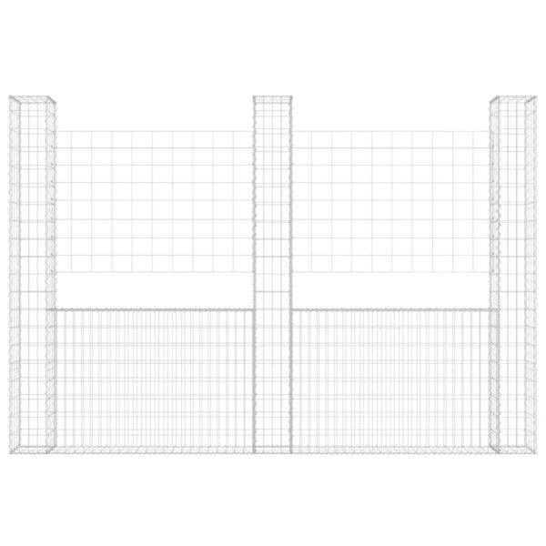 vidaXL U-shape Gabion Basket with 3 Posts Iron 102.4"x7.9"x78.7" - Image 3