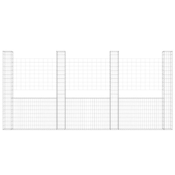 vidaXL U-shape Gabion Basket with 4 Posts Iron 149.6"x7.9"x78.7" - Image 3