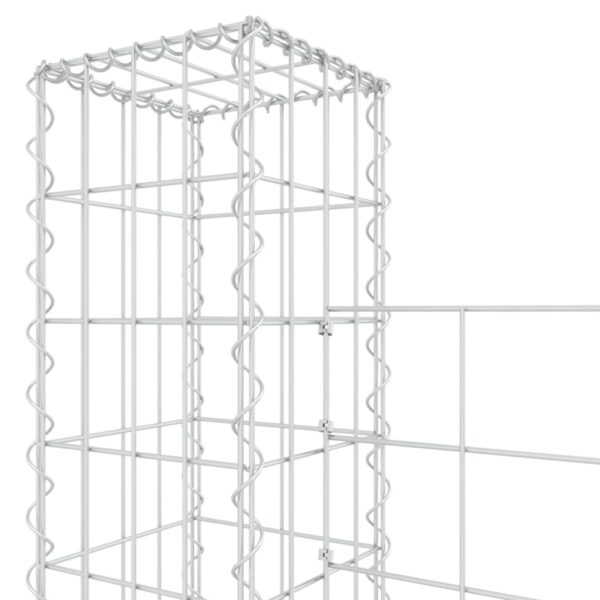 vidaXL U-shape Gabion Basket with 4 Posts Iron 149.6"x7.9"x78.7" - Image 5