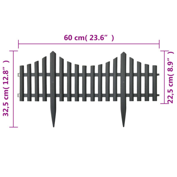 vidaXL Lawn Edgings 17 pcs Anthracite 393.7" Polypropylene - Image 7