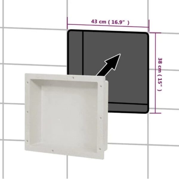 vidaXL Shower Niche Matt White 16.1"x14.2"x3.9" - Image 4