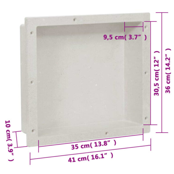 vidaXL Shower Niche Matt White 16.1"x14.2"x3.9" - Image 8