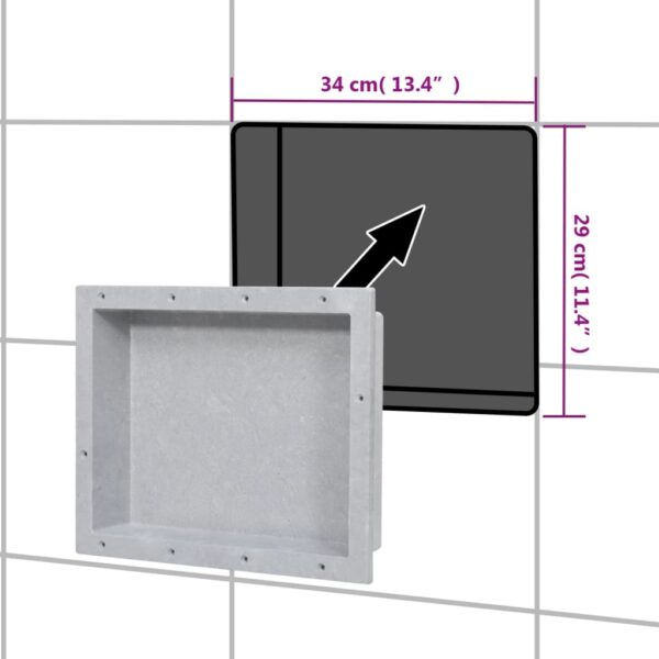 vidaXL Shower Niche Matt Gray 16.1"x20.1"x3.9" - Image 7