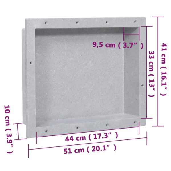 vidaXL Shower Niche Matt Gray 16.1"x20.1"x3.9" - Image 8