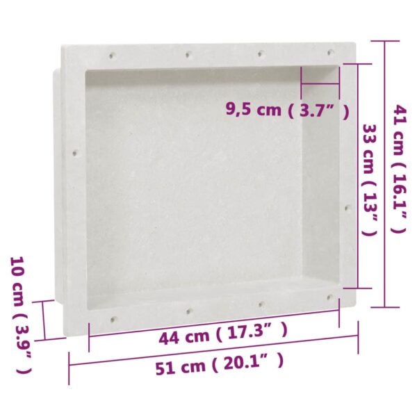 vidaXL Shower Niche Matt White 16.1"x20.1"x3.9" - Image 8