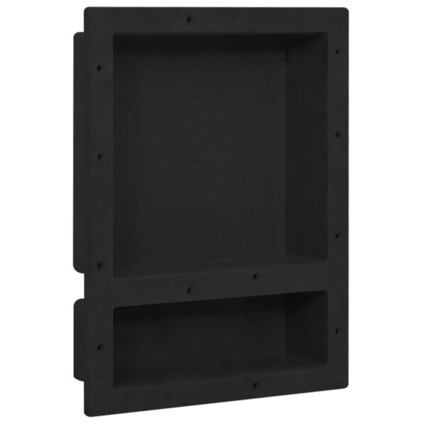 vidaXL Shower Niche with 2 Compartments Matt Black 16.1"x20.1"x3.9"