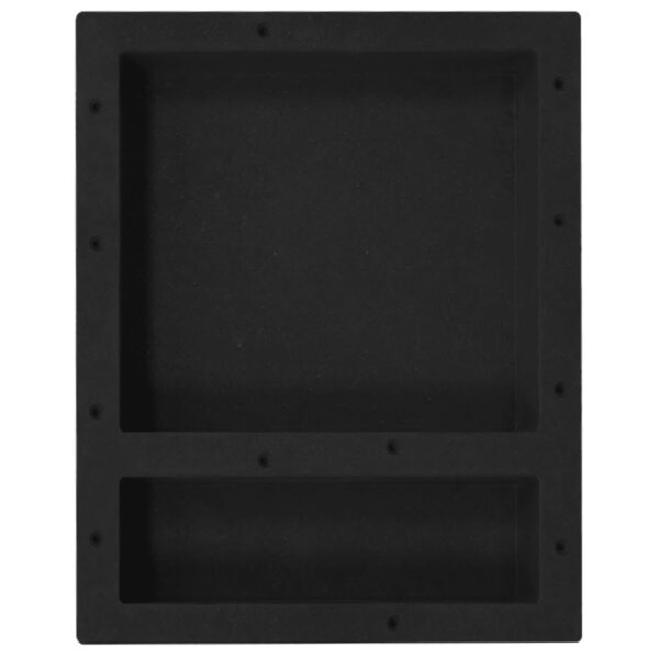 vidaXL Shower Niche with 2 Compartments Matt Black 16.1"x20.1"x3.9" - Image 2