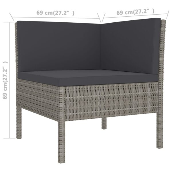 vidaXL 6 Piece Patio Lounge Set with Cushions Poly Rattan Gray - Image 7