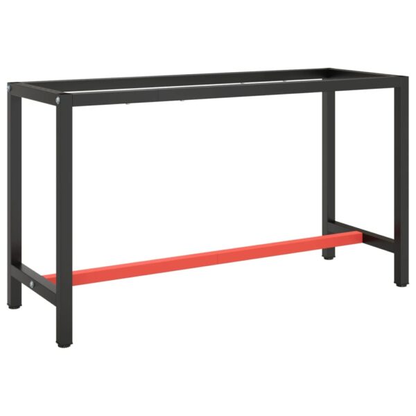 vidaXL Work Bench Frame Matte Black and Matte Red 55.1"x19.7"x31.1" Metal