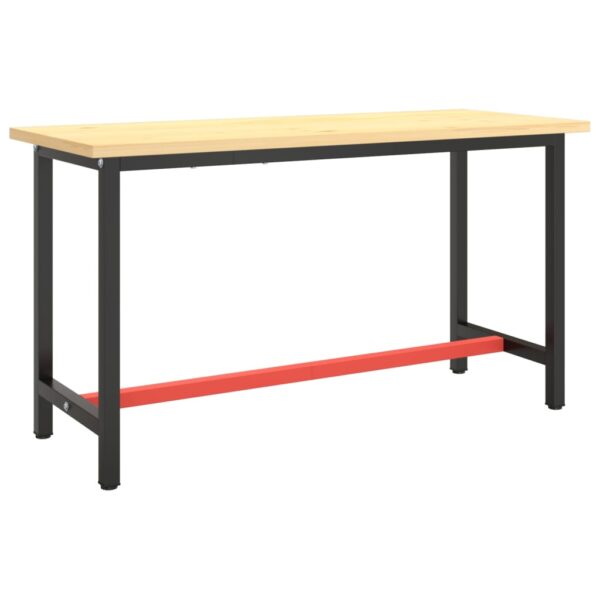 vidaXL Work Bench Frame Matte Black and Matte Red 55.1"x19.7"x31.1" Metal - Image 2