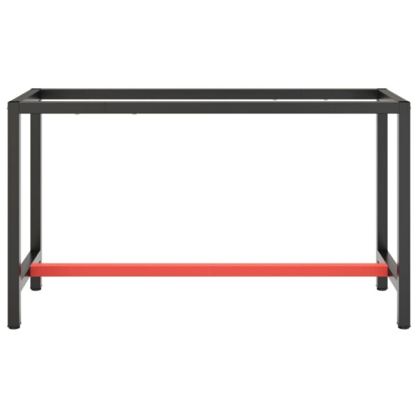 vidaXL Work Bench Frame Matte Black and Matte Red 55.1"x19.7"x31.1" Metal - Image 3