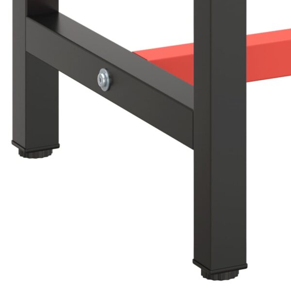 vidaXL Work Bench Frame Matte Black and Matte Red 55.1"x19.7"x31.1" Metal - Image 7