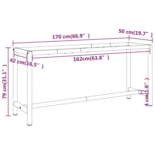 vidaXL Work Bench Frame Matte Black and Matte Red 66.9"x19.7"x31.1" Metal - Image 8