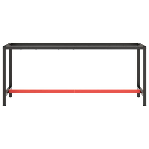 vidaXL Work Bench Frame Matte Black and Matte Red 74.8"x19.7"x31.1" Metal - Image 3