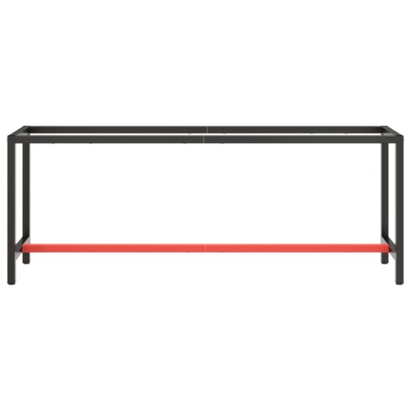 vidaXL Work Bench Frame Matte Black and Matte Red 82.7"x19.7"x31.1" Metal - Image 3