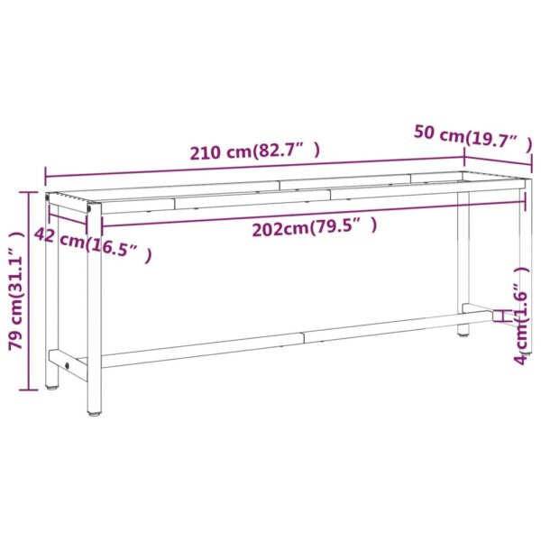 vidaXL Work Bench Frame Matte Black and Matte Red 82.7"x19.7"x31.1" Metal - Image 8