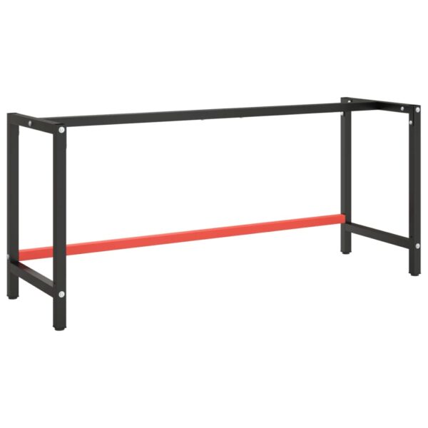 vidaXL Work Bench Frame Matte Black and Matte Red 70.9"x22.4"x31.1" Metal