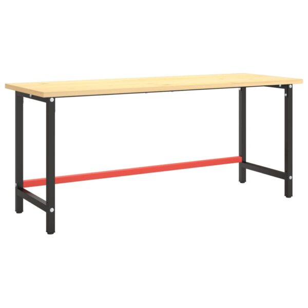 vidaXL Work Bench Frame Matte Black and Matte Red 70.9"x22.4"x31.1" Metal - Image 2