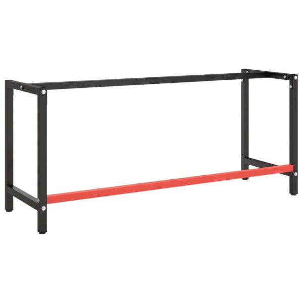 vidaXL Work Bench Frame Matte Black and Matte Red 70.9"x22.4"x31.1" Metal - Image 3