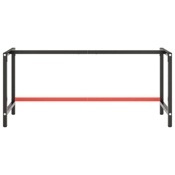 vidaXL Work Bench Frame Matte Black and Matte Red 70.9"x22.4"x31.1" Metal - Image 4