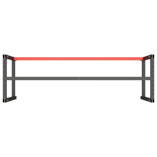 vidaXL Work Bench Frame Matte Black and Matte Red 70.9"x22.4"x31.1" Metal - Image 6