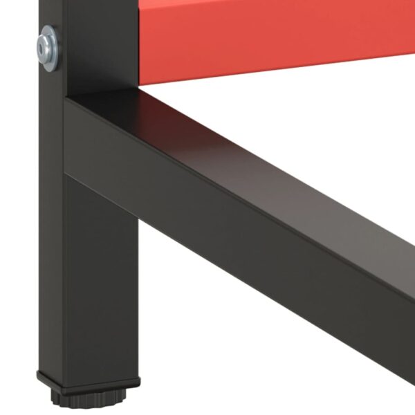 vidaXL Work Bench Frame Matte Black and Matte Red 70.9"x22.4"x31.1" Metal - Image 8