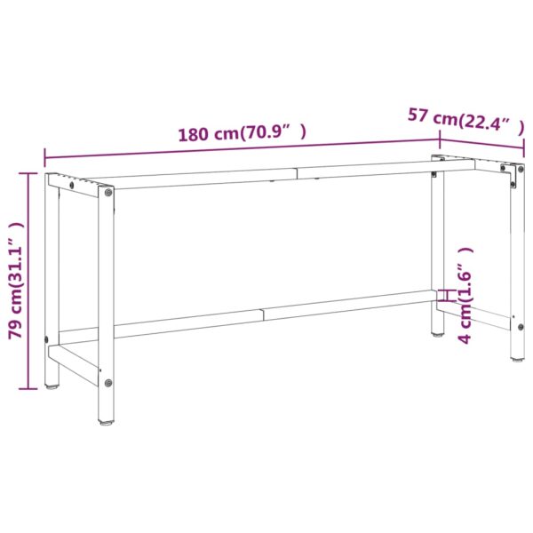 vidaXL Work Bench Frame Matte Black and Matte Red 70.9"x22.4"x31.1" Metal - Image 9