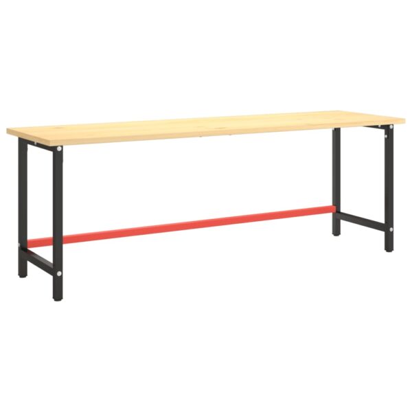 vidaXL Work Bench Frame Matte Black and Matte Red 86.6"x22.4"x31.1" Metal - Image 2