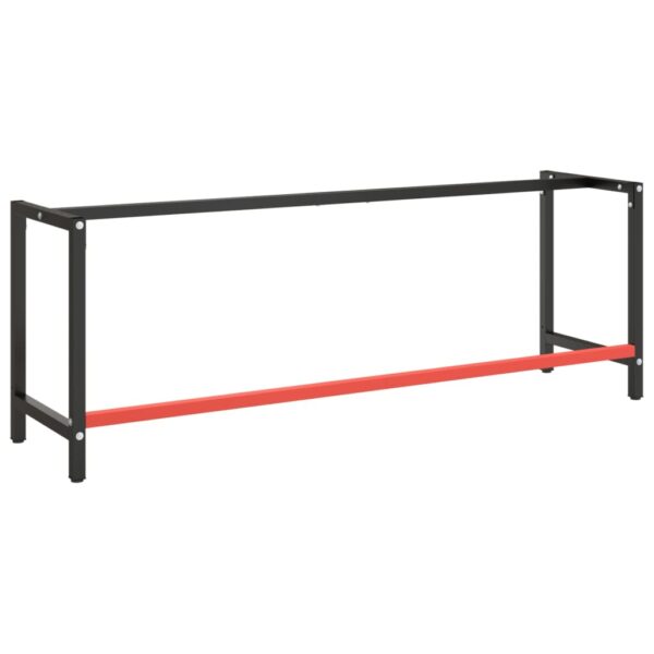 vidaXL Work Bench Frame Matte Black and Matte Red 86.6"x22.4"x31.1" Metal - Image 3