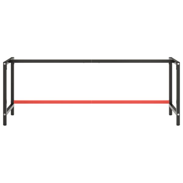 vidaXL Work Bench Frame Matte Black and Matte Red 86.6"x22.4"x31.1" Metal - Image 4