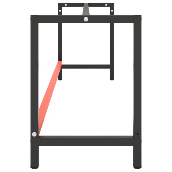 vidaXL Work Bench Frame Matte Black and Matte Red 86.6"x22.4"x31.1" Metal - Image 5