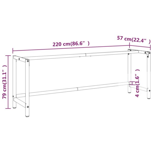 vidaXL Work Bench Frame Matte Black and Matte Red 86.6"x22.4"x31.1" Metal - Image 9