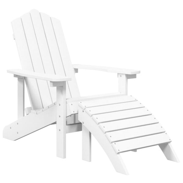 vidaXL Patio Adirondack Chair with Footstool HDPE White - Image 2