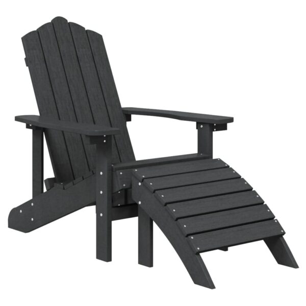 vidaXL Patio Adirondack Chair with Footstool HDPE Anthracite - Image 2