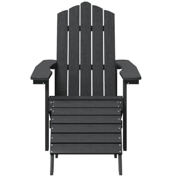 vidaXL Patio Adirondack Chair with Footstool HDPE Anthracite - Image 3