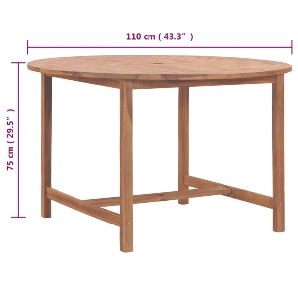 vidaXL Patio Dining Table Ã˜43.3"x29.5" Solid Wood Teak - Image 8