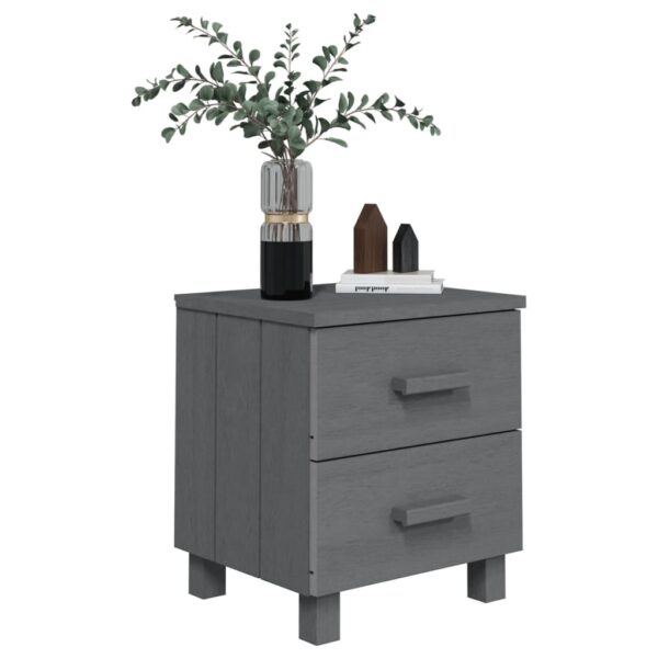 vidaXL Bedside Cabinet HAMAR Dark Gray 15.7"x13.8"x17.5" Solid Pinewood - Image 6