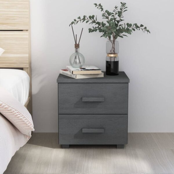 vidaXL Bedside Cabinet HAMAR Dark Gray 15.7"x13.8"x17.5" Solid Pinewood