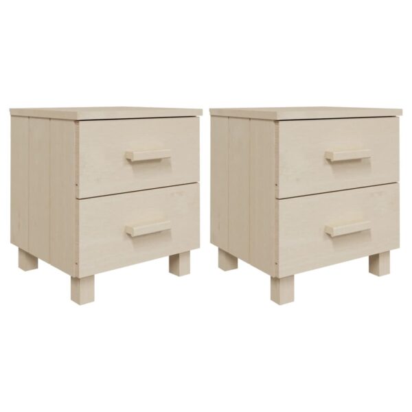 vidaXL Bedside Cabinets HAMAR 2 pcs Honey Brown 15.7"x13.8"x17.5" Solid Wood - Image 2