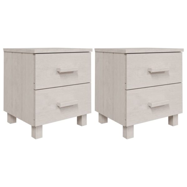 vidaXL Bedside Cabinets HAMAR 2 pcs White 15.7"x13.8"x17.5" Solid Wood - Image 2