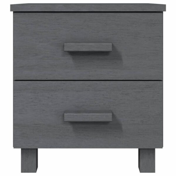 vidaXL Bedside Cabinets HAMAR 2 pcs Dark Gray 15.7"x13.8"x17.5" Solid Wood - Image 4