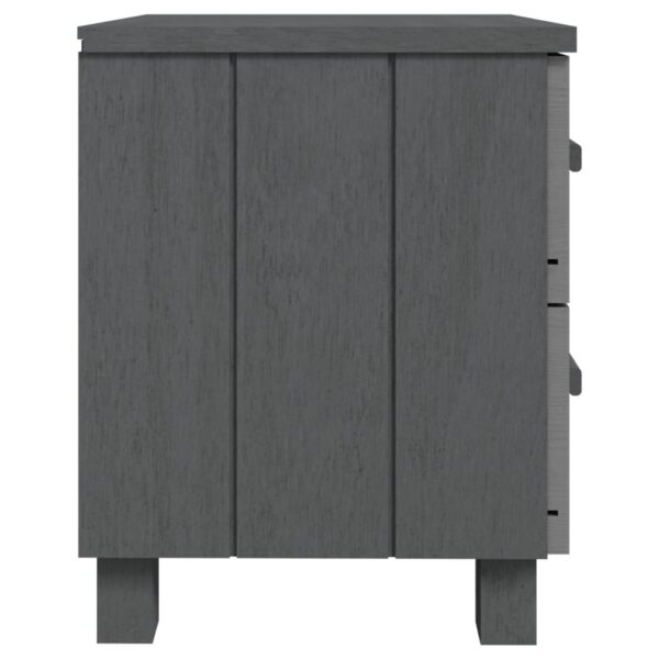 vidaXL Bedside Cabinets HAMAR 2 pcs Dark Gray 15.7"x13.8"x17.5" Solid Wood - Image 5