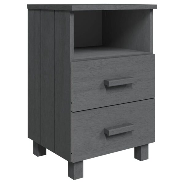 vidaXL Bedside Cabinet HAMAR Dark Gray 15.7"x13.8"x24.4" Solid Wood Pine - Image 2