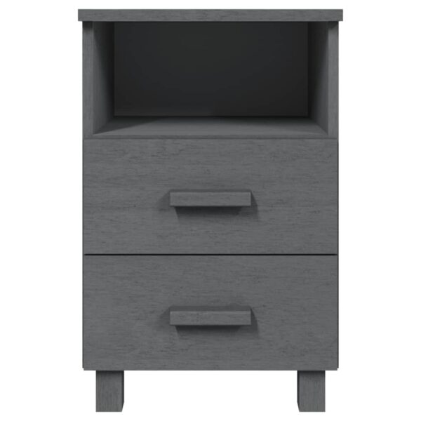 vidaXL Bedside Cabinet HAMAR Dark Gray 15.7"x13.8"x24.4" Solid Wood Pine - Image 3