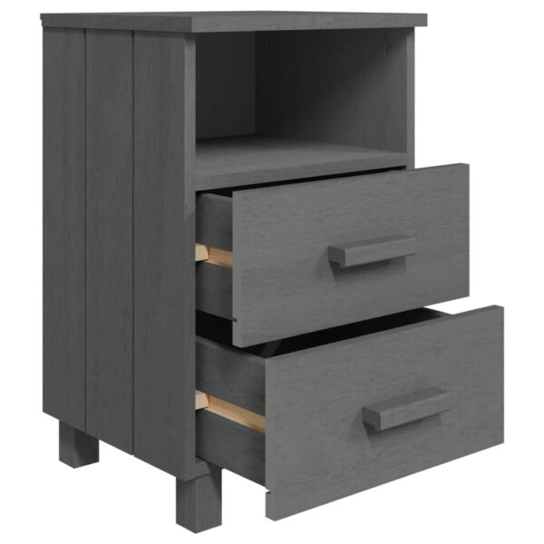 vidaXL Bedside Cabinet HAMAR Dark Gray 15.7"x13.8"x24.4" Solid Wood Pine - Image 5